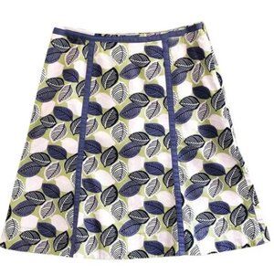 Boden Purple Green Pink Leaf Print Skirt